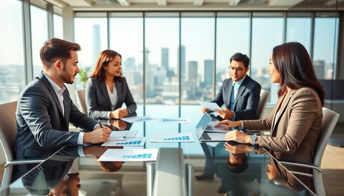 diverse team discussing affordable housing solutions in a modern office.